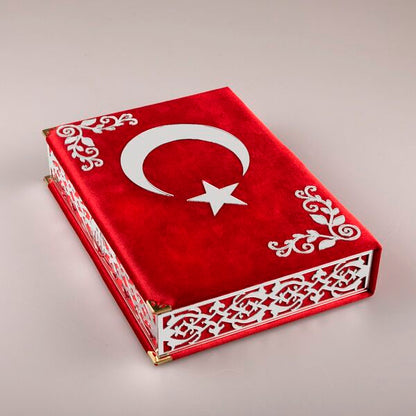 Kadife Kutulu Kur’an-ı Kerim + Seccade + Namaz Örtüsü + Tespih + Ayraç) Ayyıldız