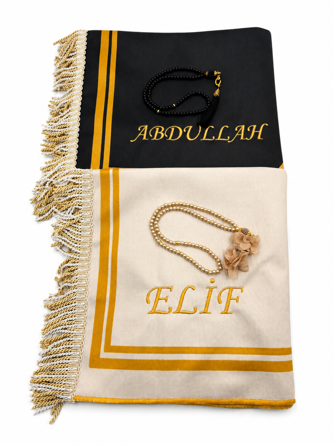 Kalpli Çift Seccadesi (Siyah & Beyaz)