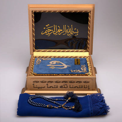 Ahşap Sandıklı Kur’an-ı Kerim Seti (Lacivert)